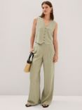 Mango Linen Blend Tailored Trousers