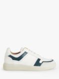 John Lewis Flynne Leather Lace Up Cupsole Trainers, White/Teal