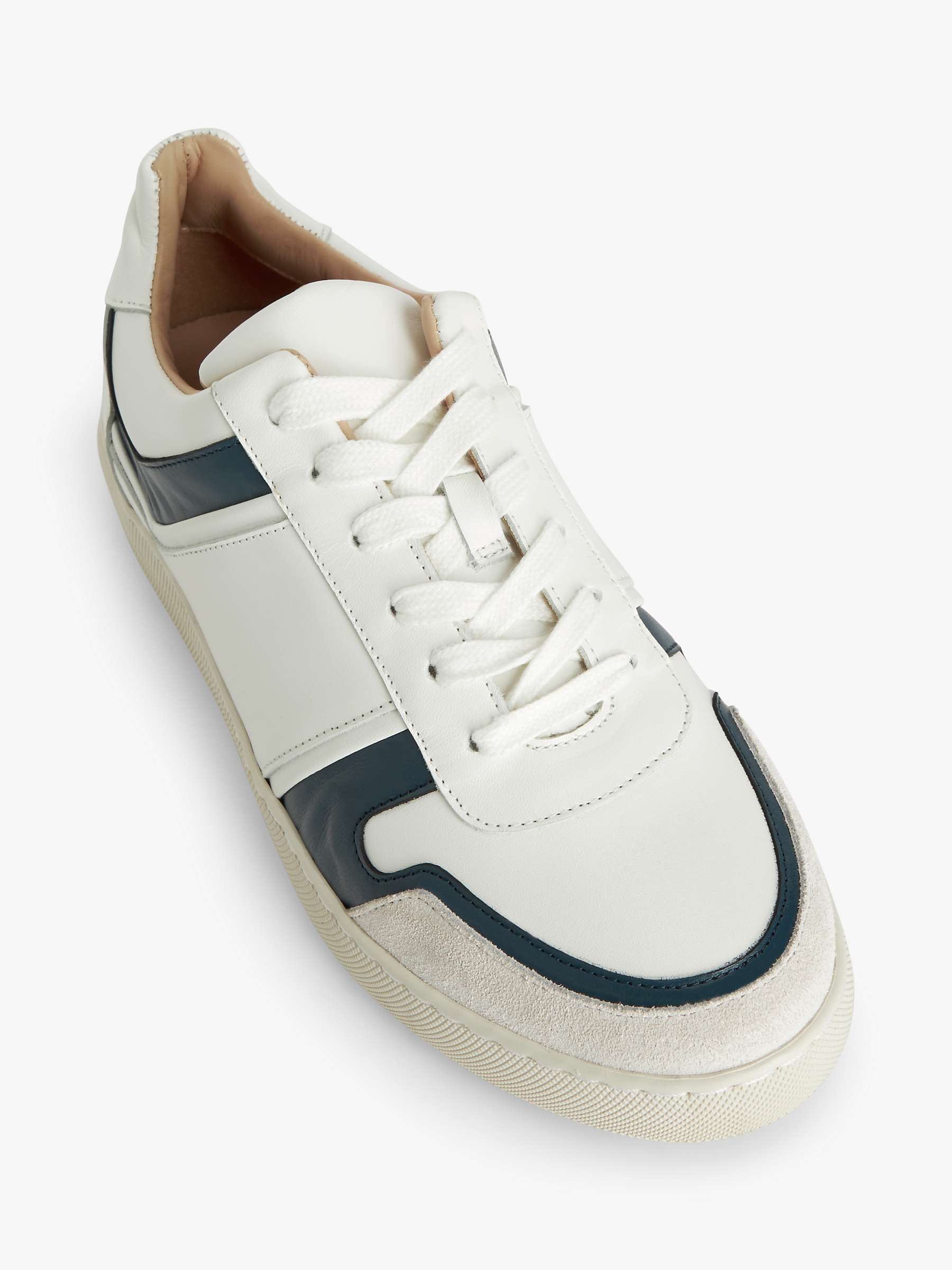 Buy John Lewis Flynne Leather Lace Up Cupsole Trainers, White/Teal Online at johnlewis.com
