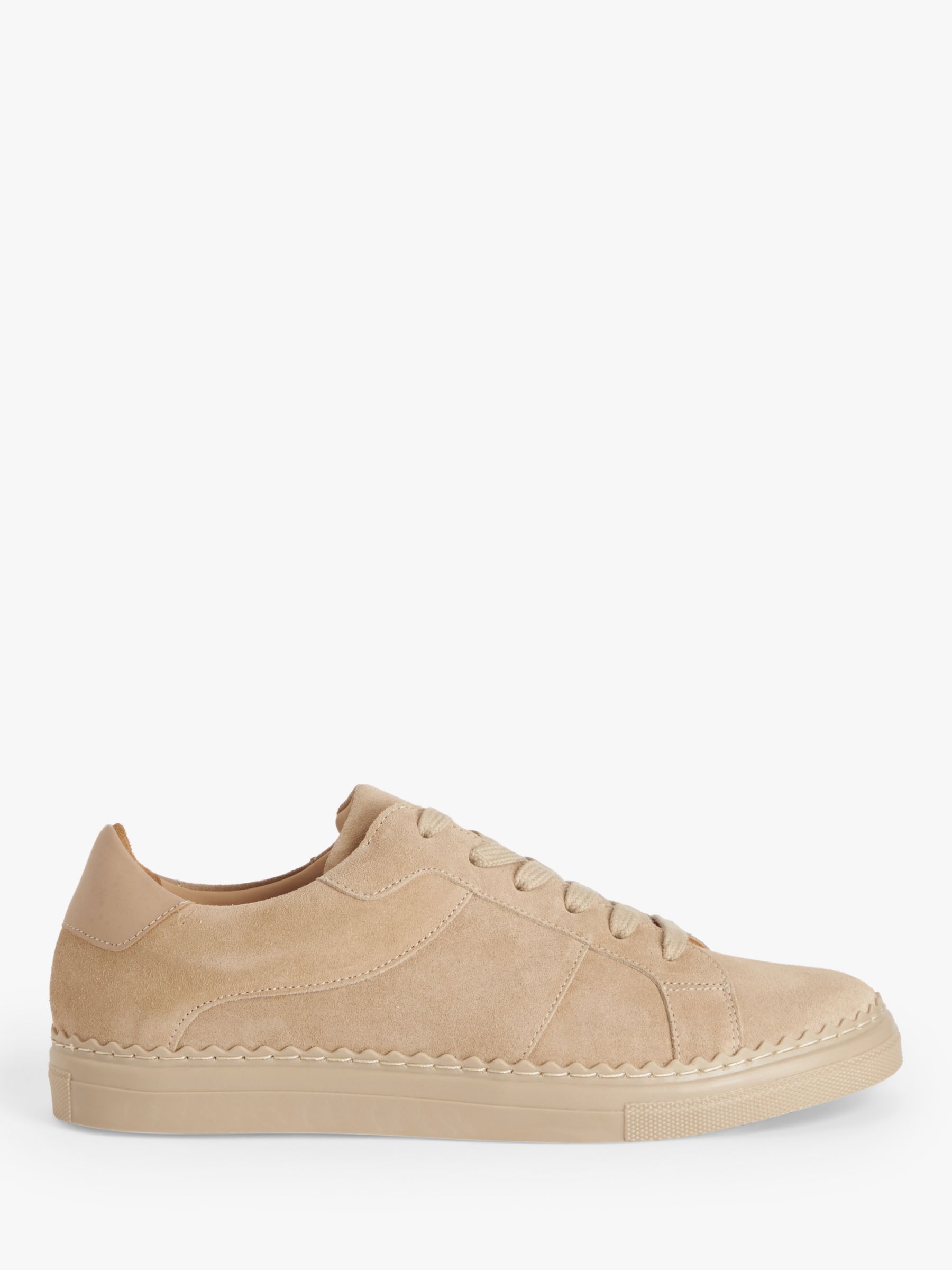 John Lewis Freya Suede Lace Up Trainers, Nude at John Lewis & Partners