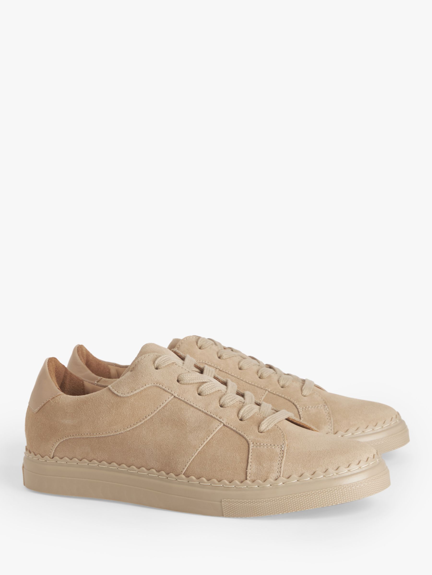 John Lewis Freya Suede Lace Up Trainers, Nude at John Lewis & Partners