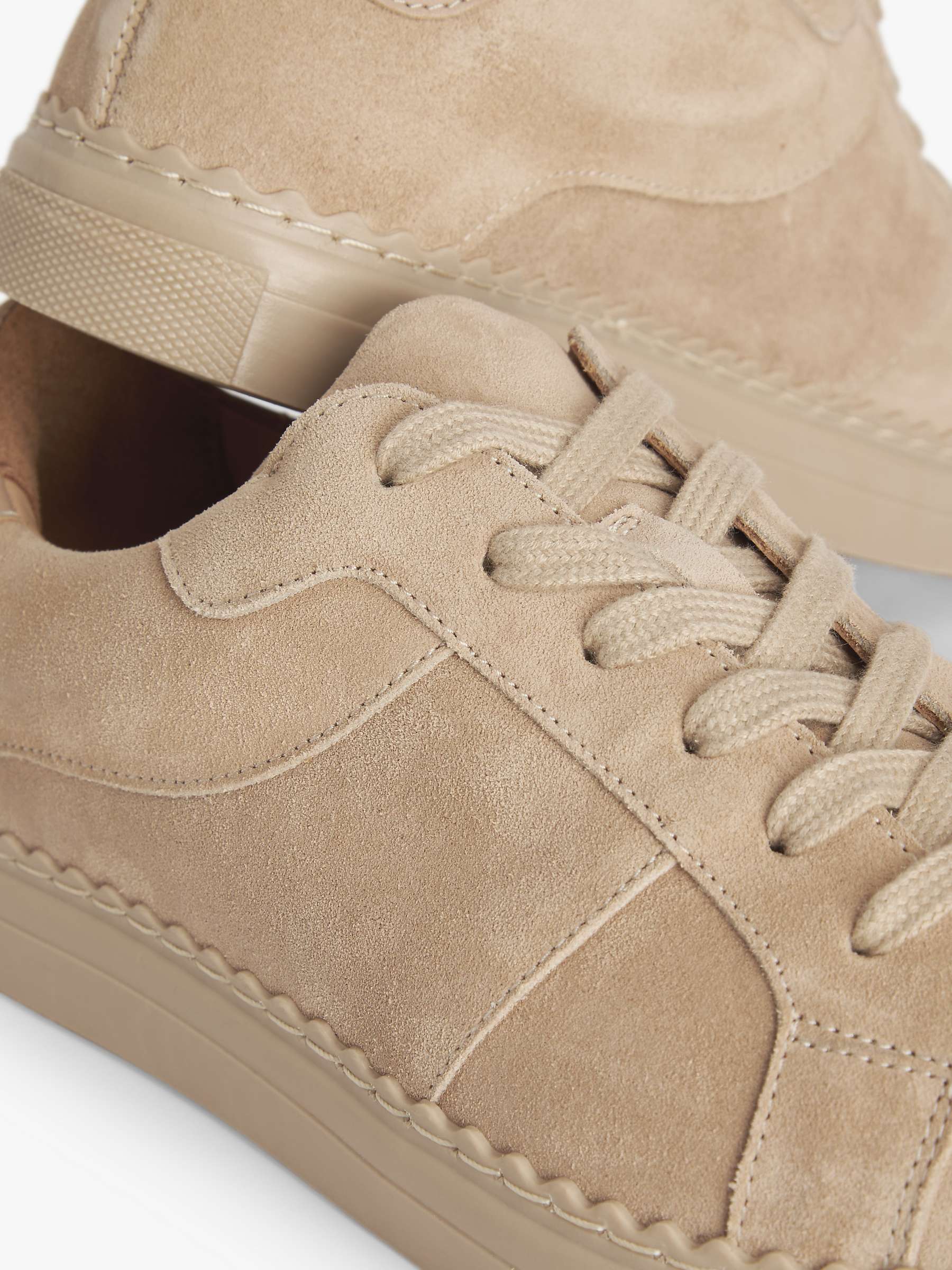 Buy John Lewis Freya Suede Lace Up Trainers, Nude Online at johnlewis.com
