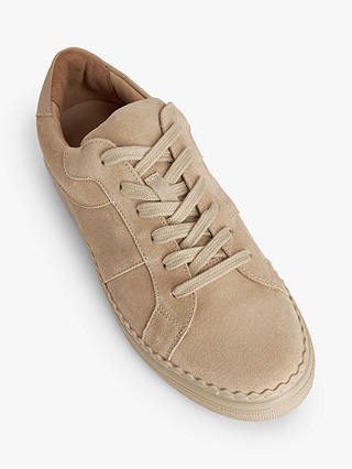 John Lewis Freya Suede Lace Up Trainers, Nude