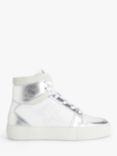 AND/OR Ezra Leather Hi-Top Star Motif Trainers, White/Silver