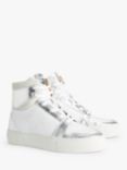 AND/OR Ezra Leather Hi-Top Star Motif Trainers, White/Silver