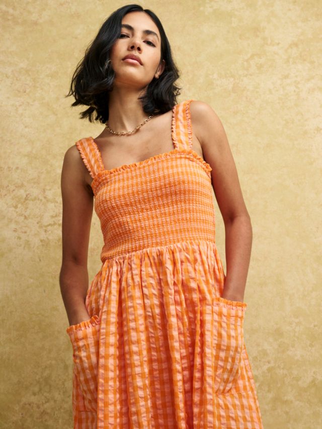 Orange on sale gingham dress