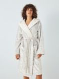 John Lewis Foil Star Fleece Dressing Gown, Grey