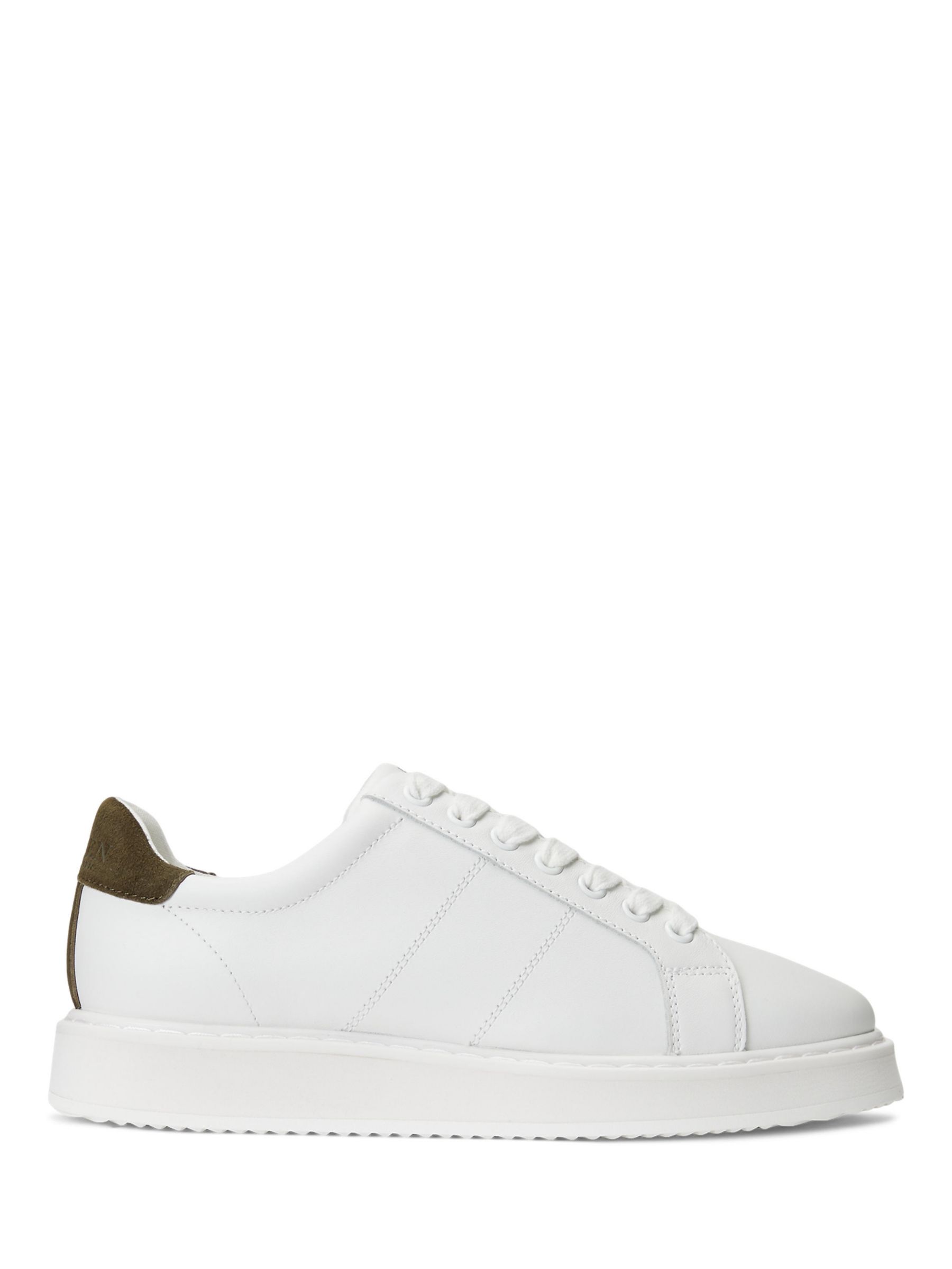 Lauren Ralph Lauren Angelina Leather Trainers, White/Botanic Green