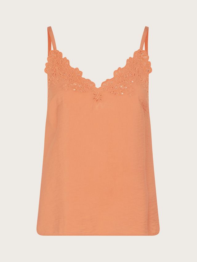 Monsoon Beatrice Cutwork Cami Top, Orange, S