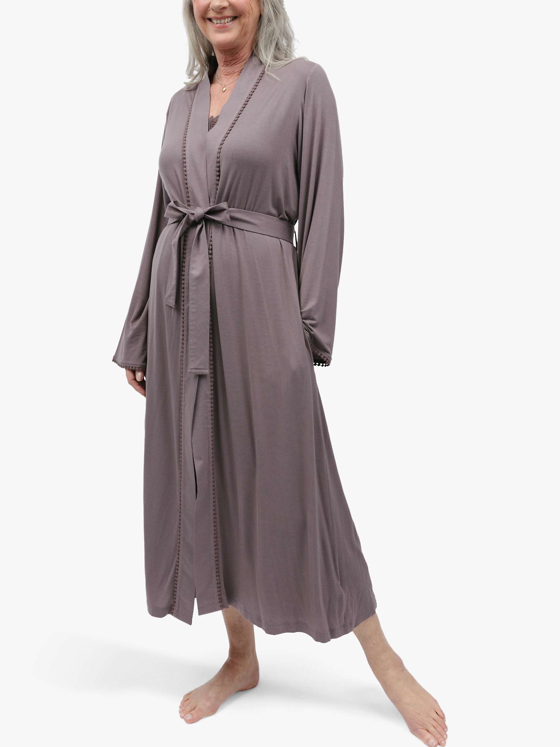 Buy Nora Rose by Cyberjammies Evette Long Dressing Gown, Taupe Online at johnlewis.com