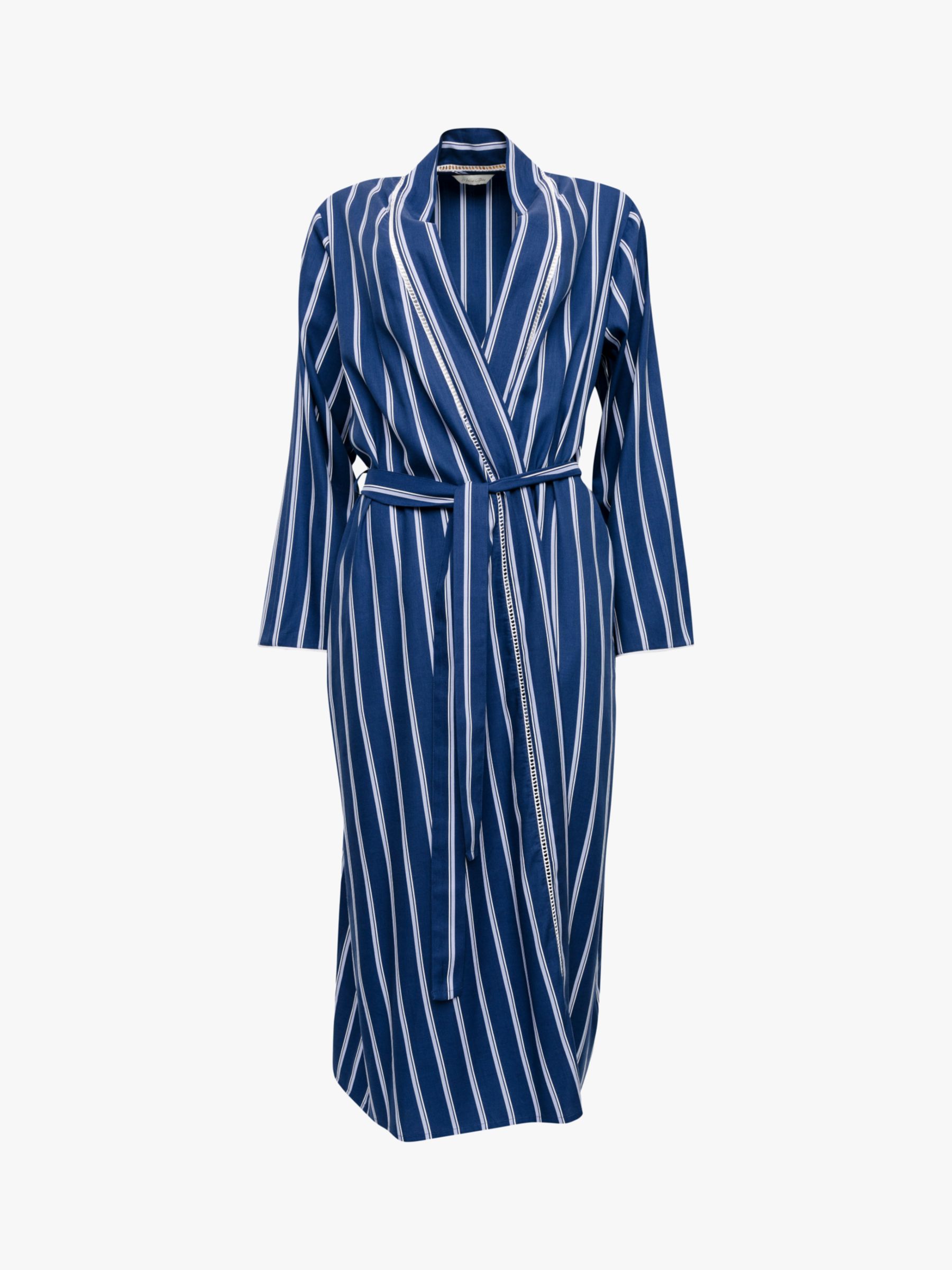 Nora Rose by Cyberjammies Evette Striped Long Dressing Gown, Blue at ...