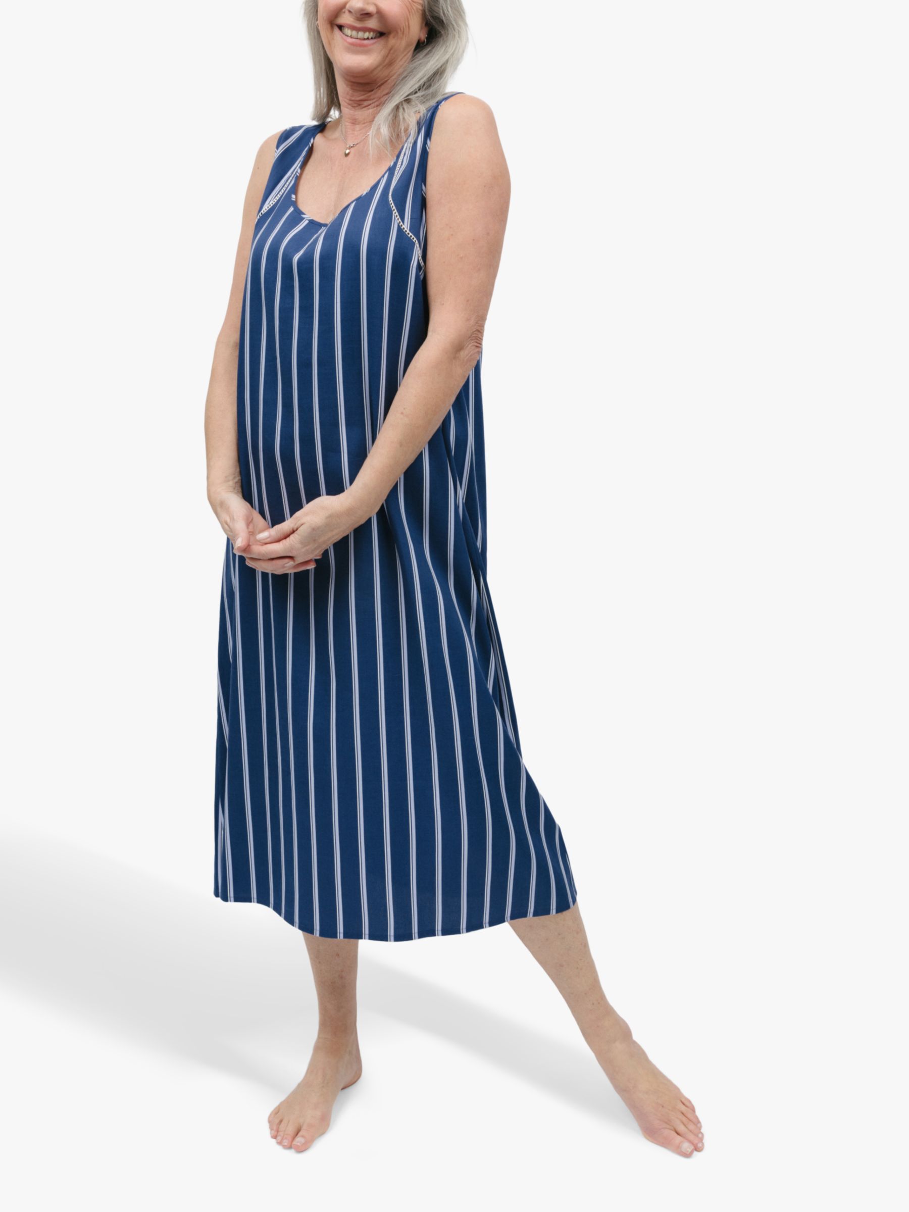 Buy Nora Rose by Cyberjammies Evette Striped Long Nightdress, Blue Online at johnlewis.com