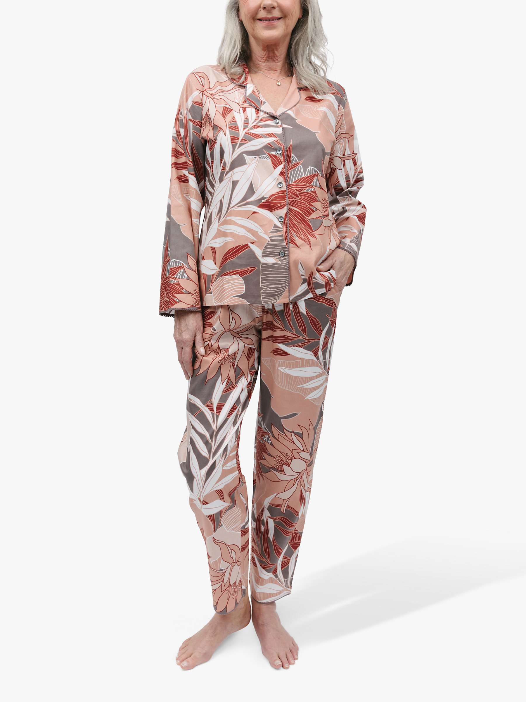 Buy Cyberjammies Evette Leaf Shirt Pyjama Set, Taupe Online at johnlewis.com
