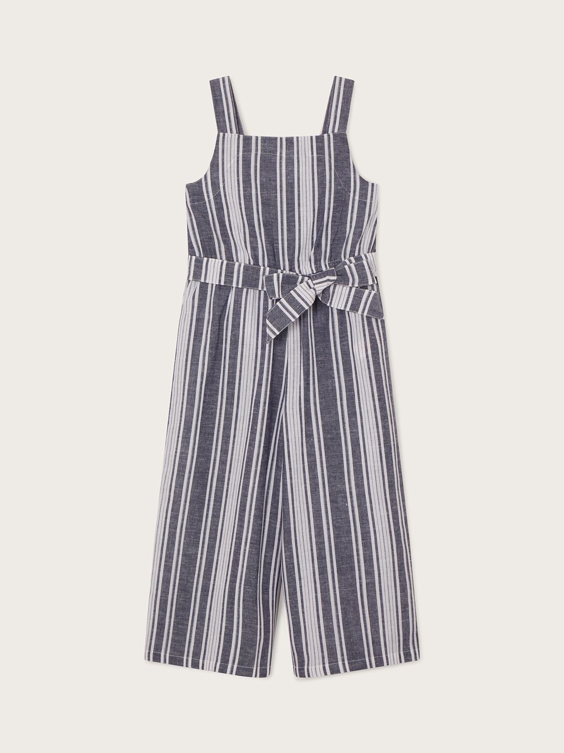 Monsoon Kids' Stripe Belted Jumpsuit, Blue, 3-4 years