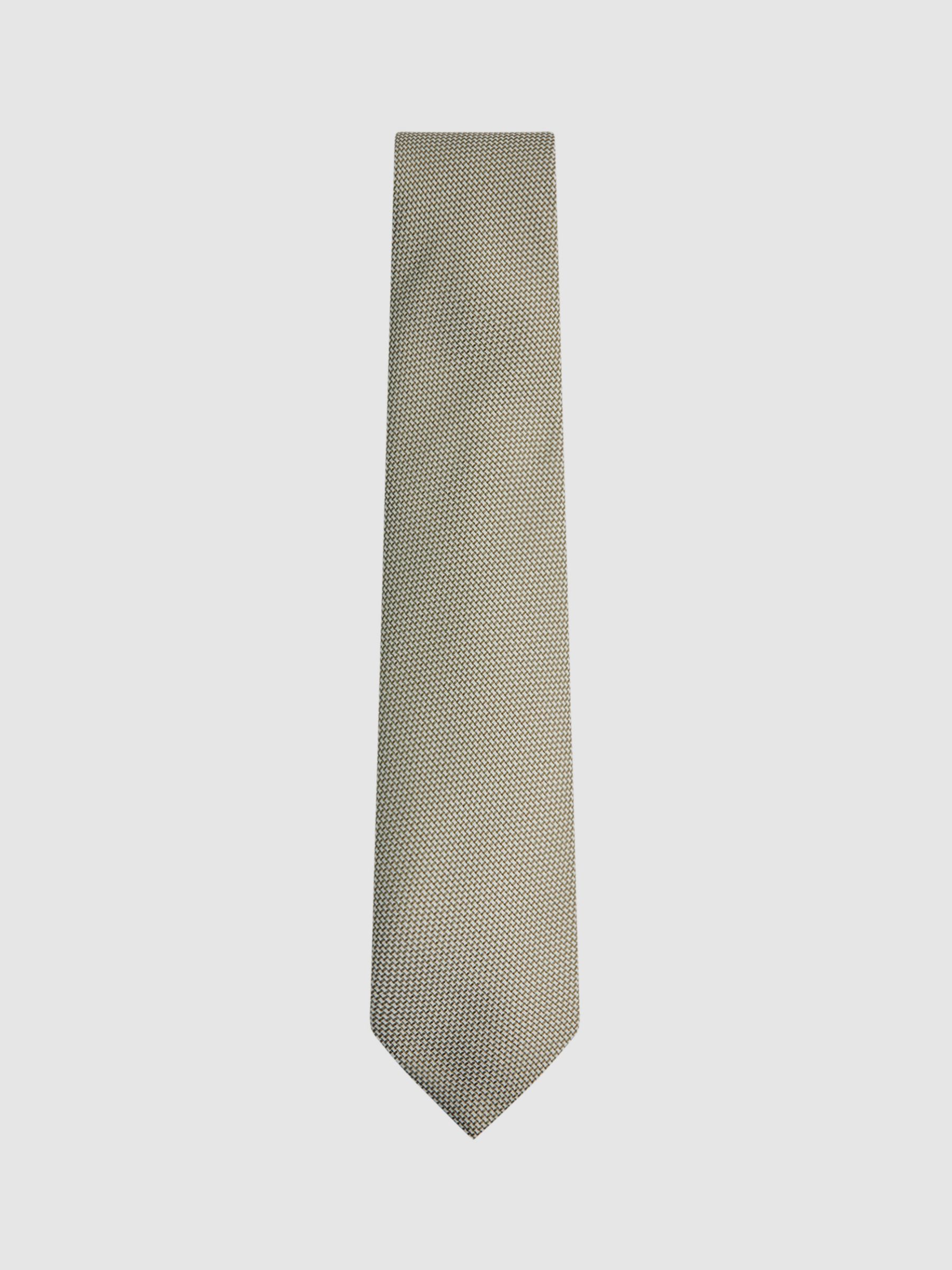 Reiss Ceremony Textured Silk Tie, Soft Sage