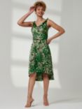 Jolie Moi Clarissa Print Cowl Neck Midi Dress, Green/Animal