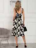 Jolie Moi Clarissa Print Cowl Neck Midi Dress, Black/Floral