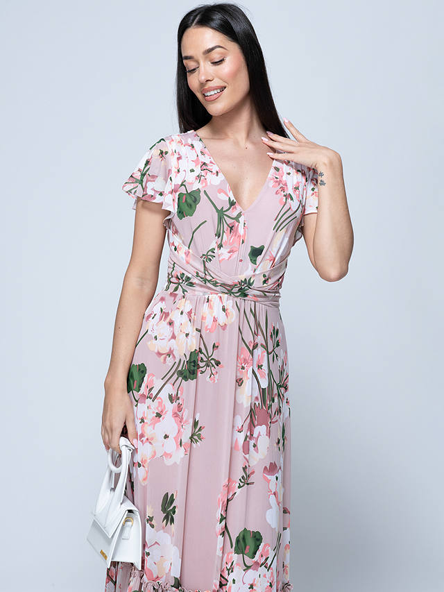Jolie Moi Kailee Floral Print Midi Dress, Dusty Pink
