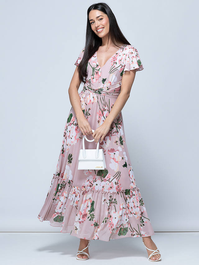 Jolie Moi Kailee Floral Print Midi Dress, Dusty Pink