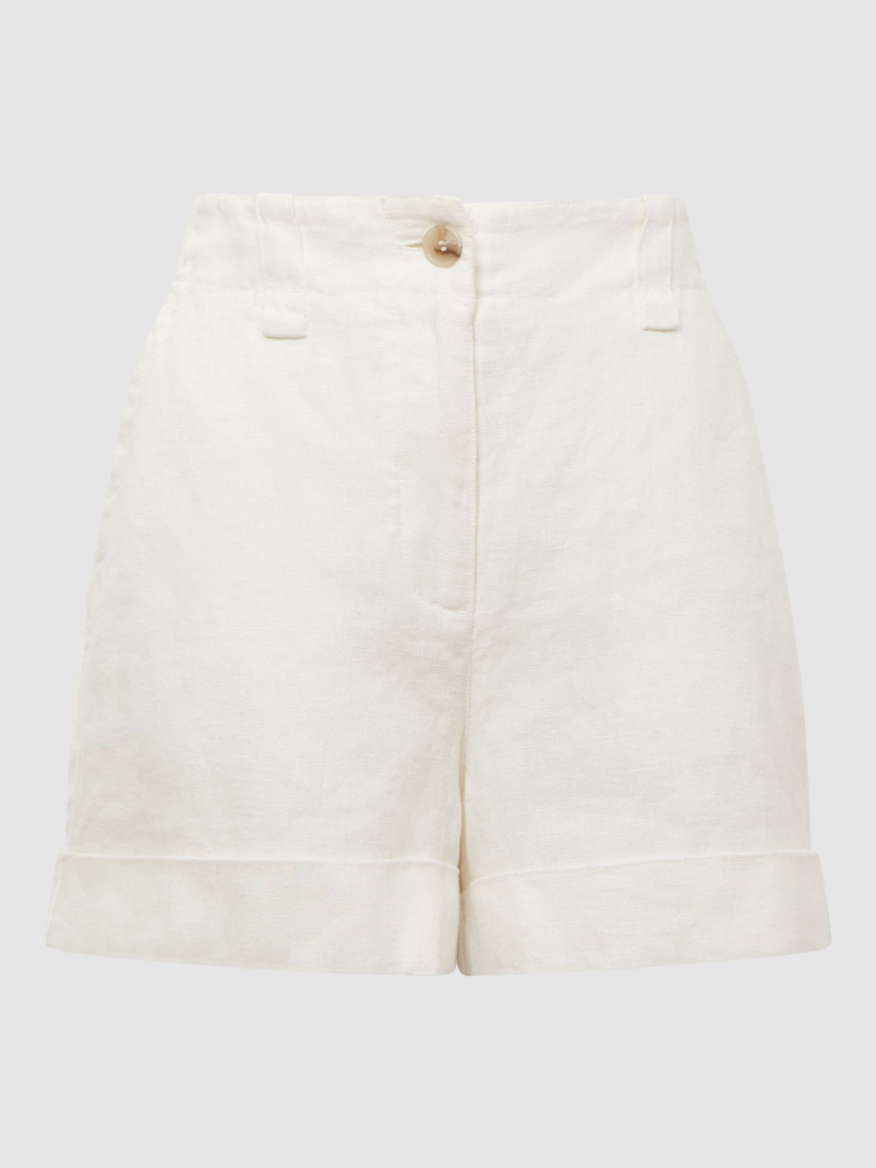 Reiss Demi Garment Dyed Linen Shorts, White at John Lewis & Partners