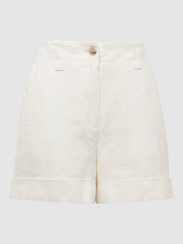 Reiss Demi Garment Dyed Linen Shorts, White