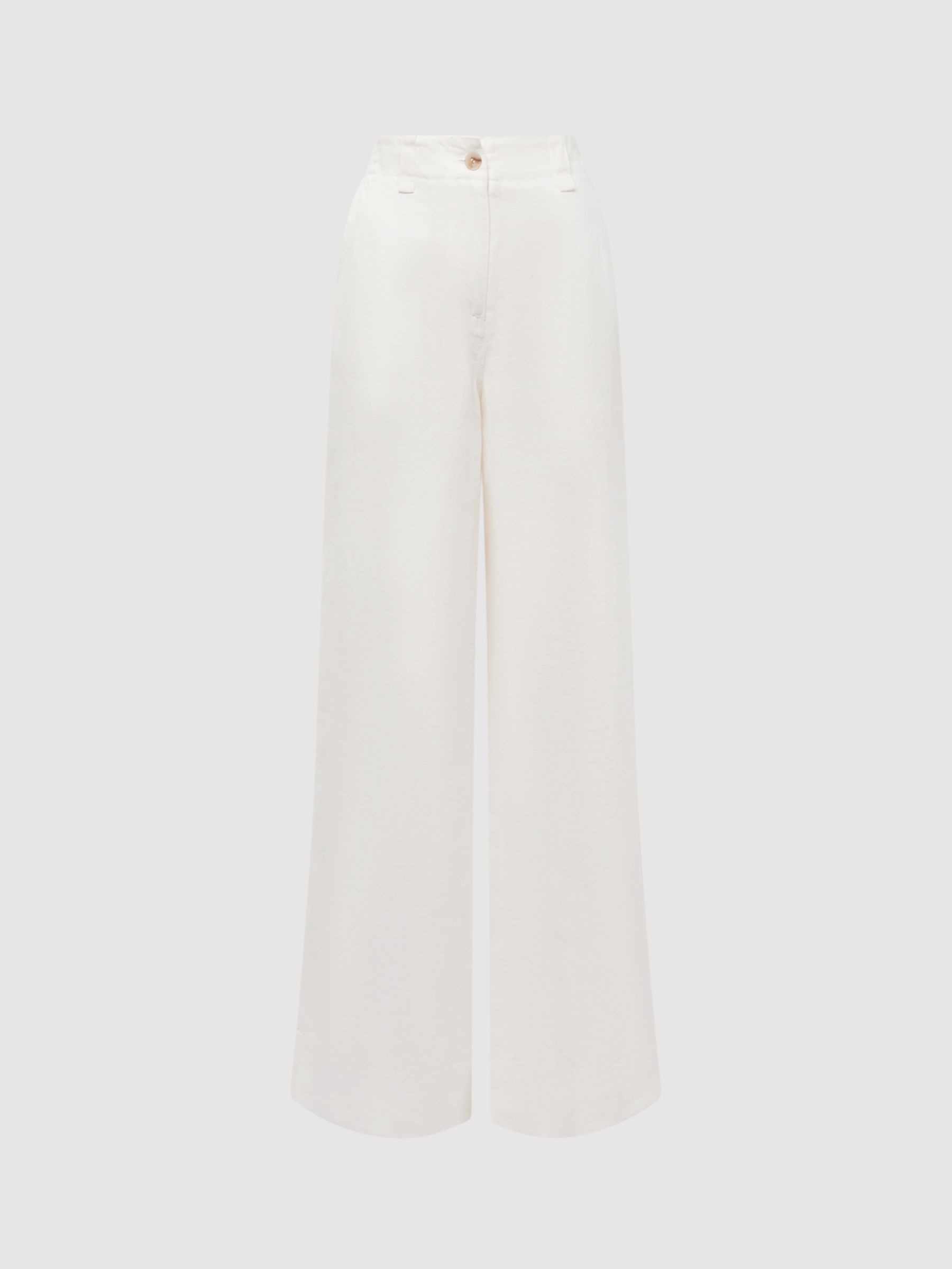 Reiss Demi Garment Dyed Linen Trousers, White at John Lewis & Partners
