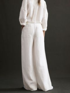 Reiss Demi Garment Dyed Linen Trousers, White, 4