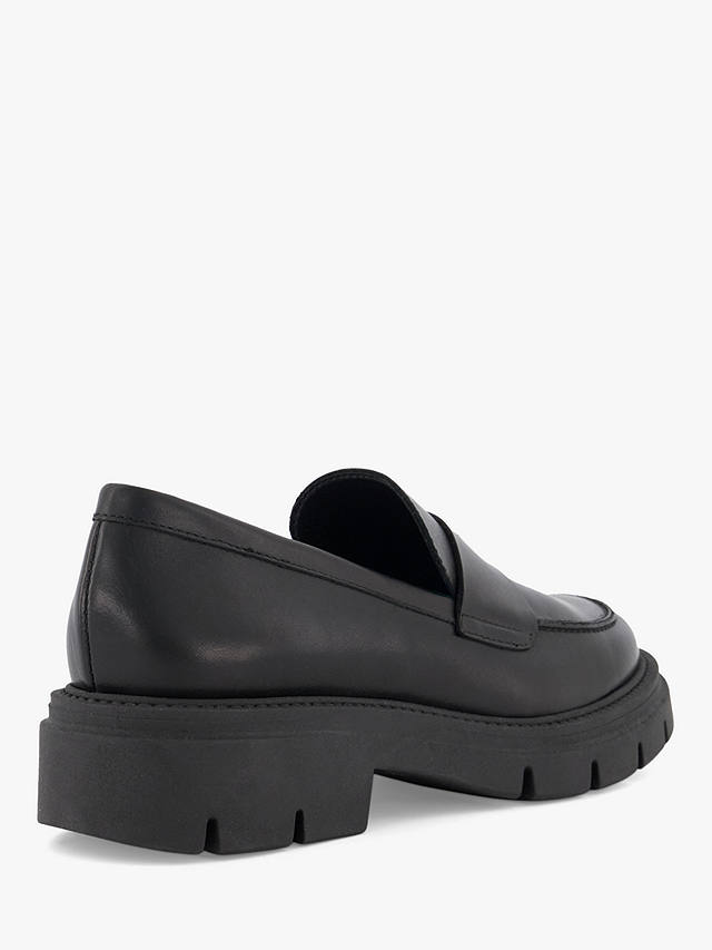 Dune Gracelyne Leather Penny Trim Chunky Loafers, Black