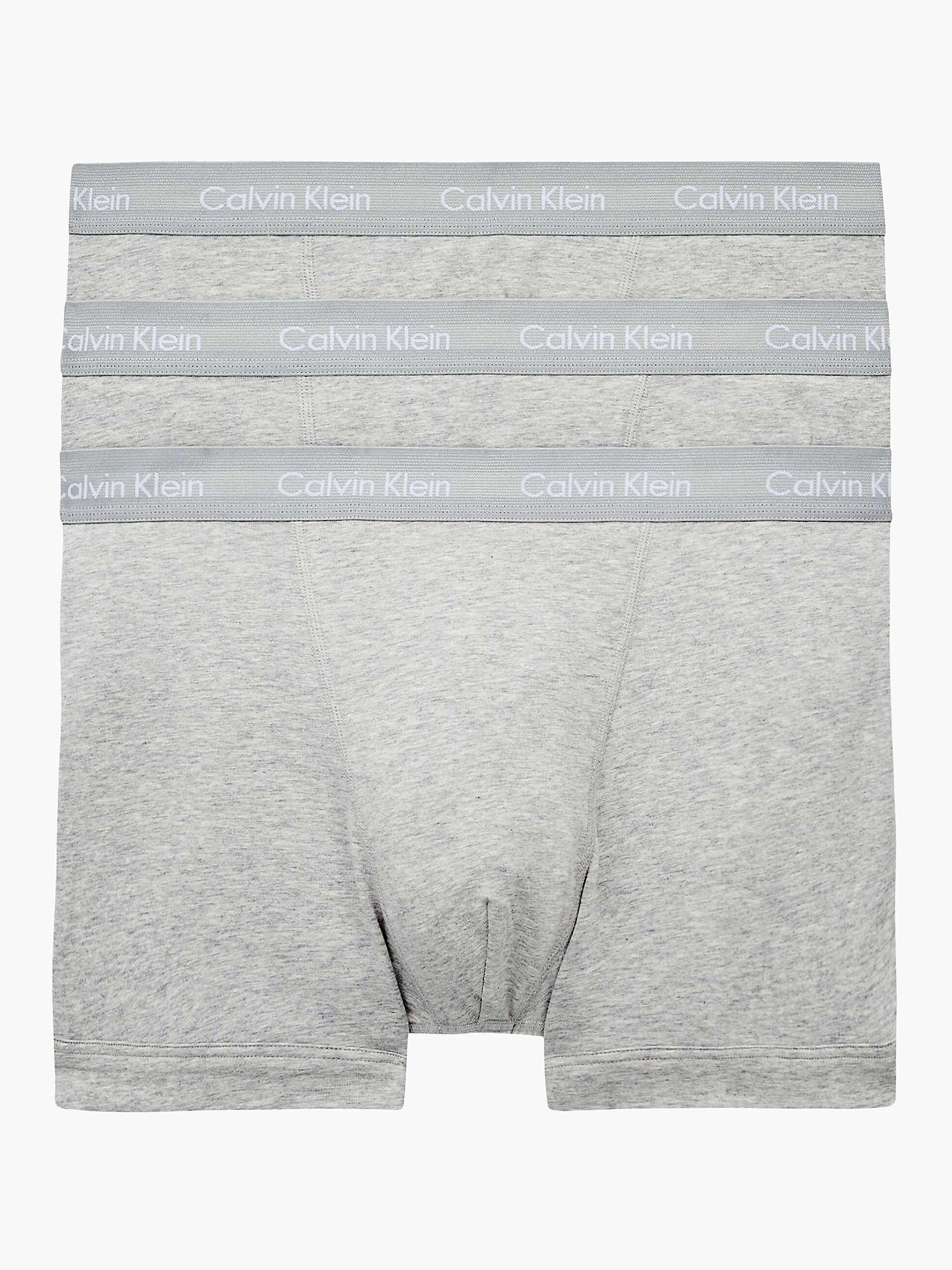 Buy Calvin Klein Logo Embroidered Trunks, Pack of 3, Grey Heather Online at johnlewis.com