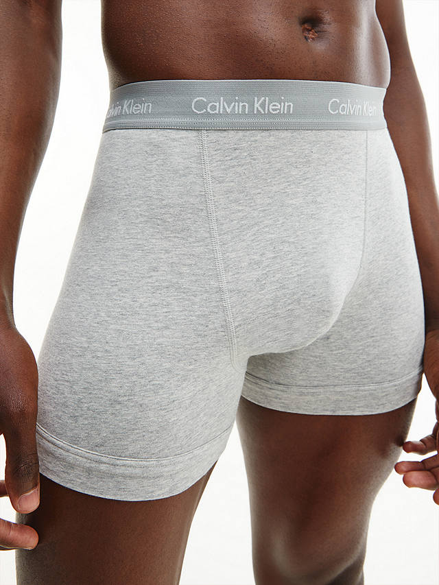 Calvin Klein Logo Embroidered Trunks, Pack of 3, Grey Heather