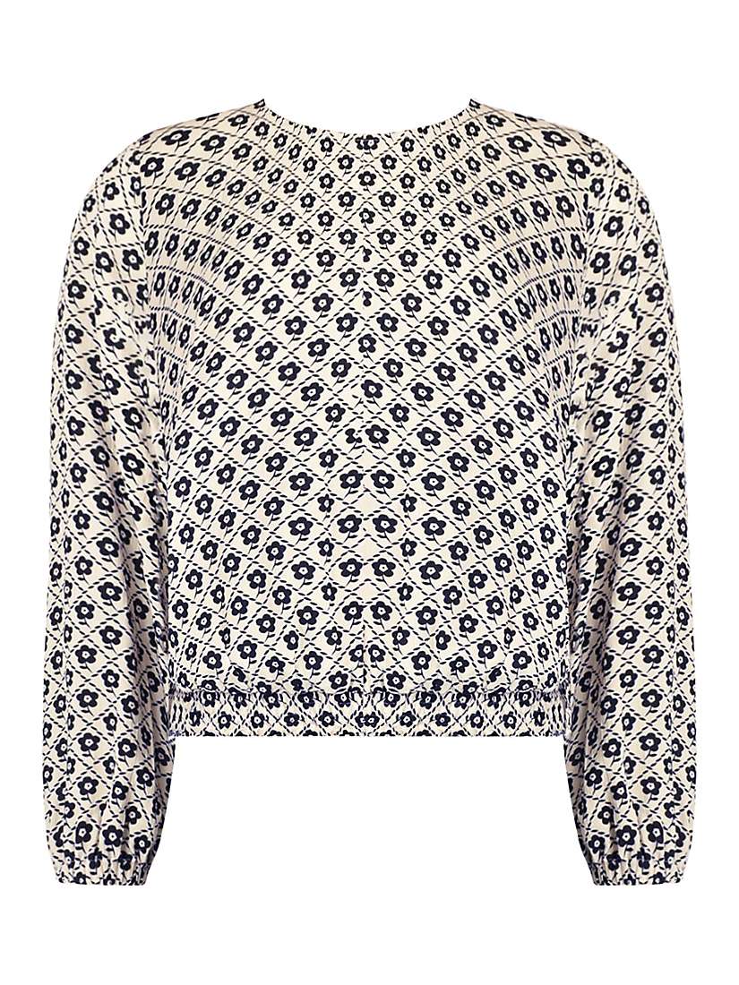 Buy Ro&Zo Floral Tile Print Blouse, White Online at johnlewis.com