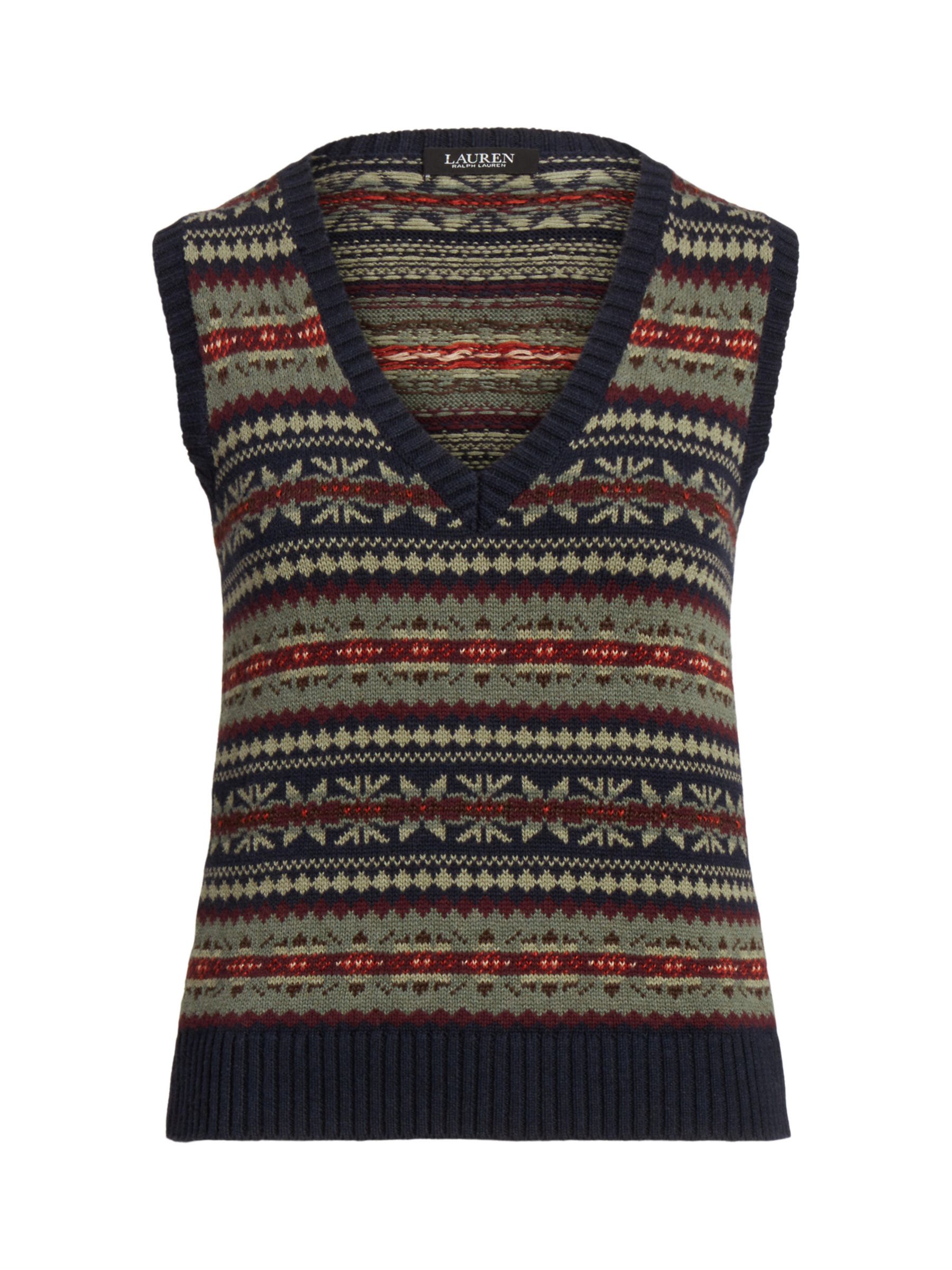 Lauren Ralph Lauren Sevolat Fair Isle Linen Blend Tank Knit, Multi