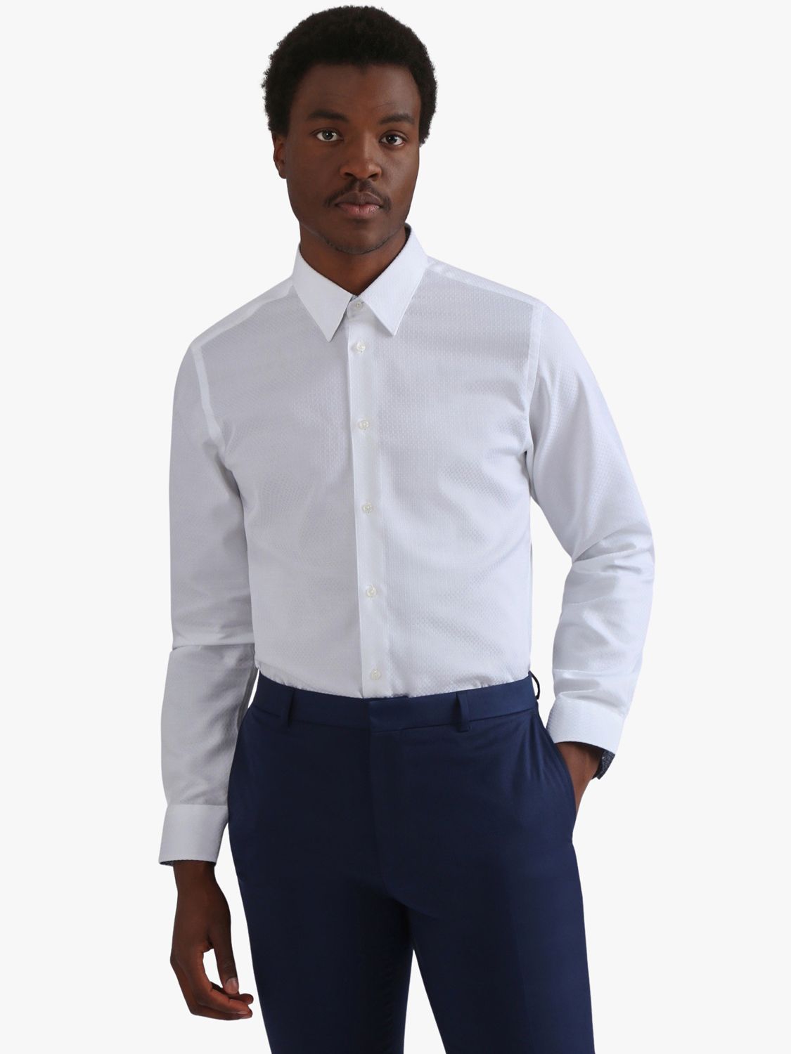 Ted Baker Makalu Jacquard Slim Fit Shirt, White at John Lewis & Partners