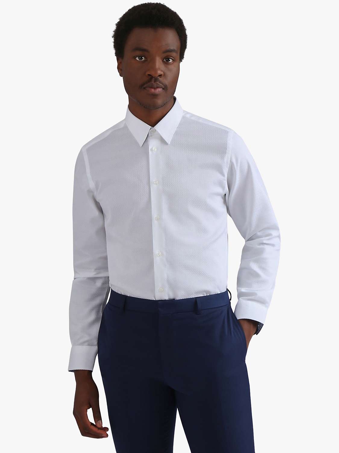 Buy Ted Baker Makalu Jacquard Slim Fit Shirt, White Online at johnlewis.com