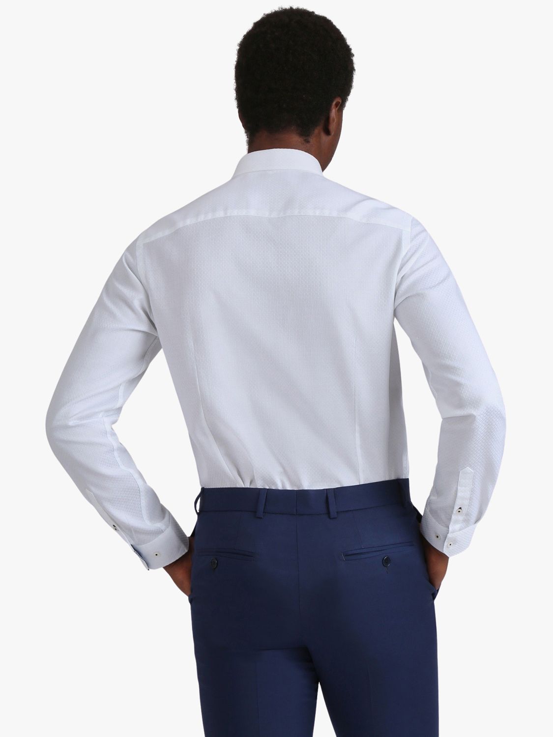 Ted Baker Makalu Jacquard Slim Fit Shirt, White, 17.5R
