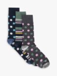 John Lewis Spot & Stripe Socks, Pack of 3, Multi