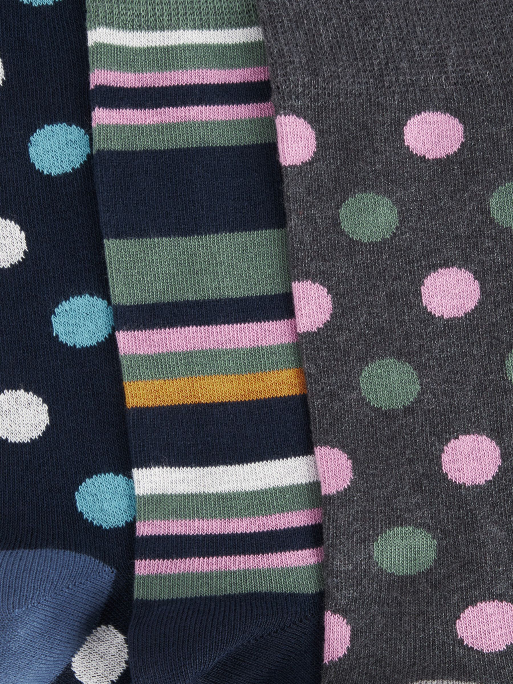 Buy John Lewis Spot & Stripe Socks, Pack of 3, Multi Online at johnlewis.com