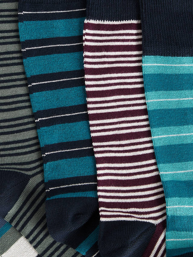 John Lewis Organic Cotton Rich Assorted Stripe Men's Socks, Pack of 5 ...