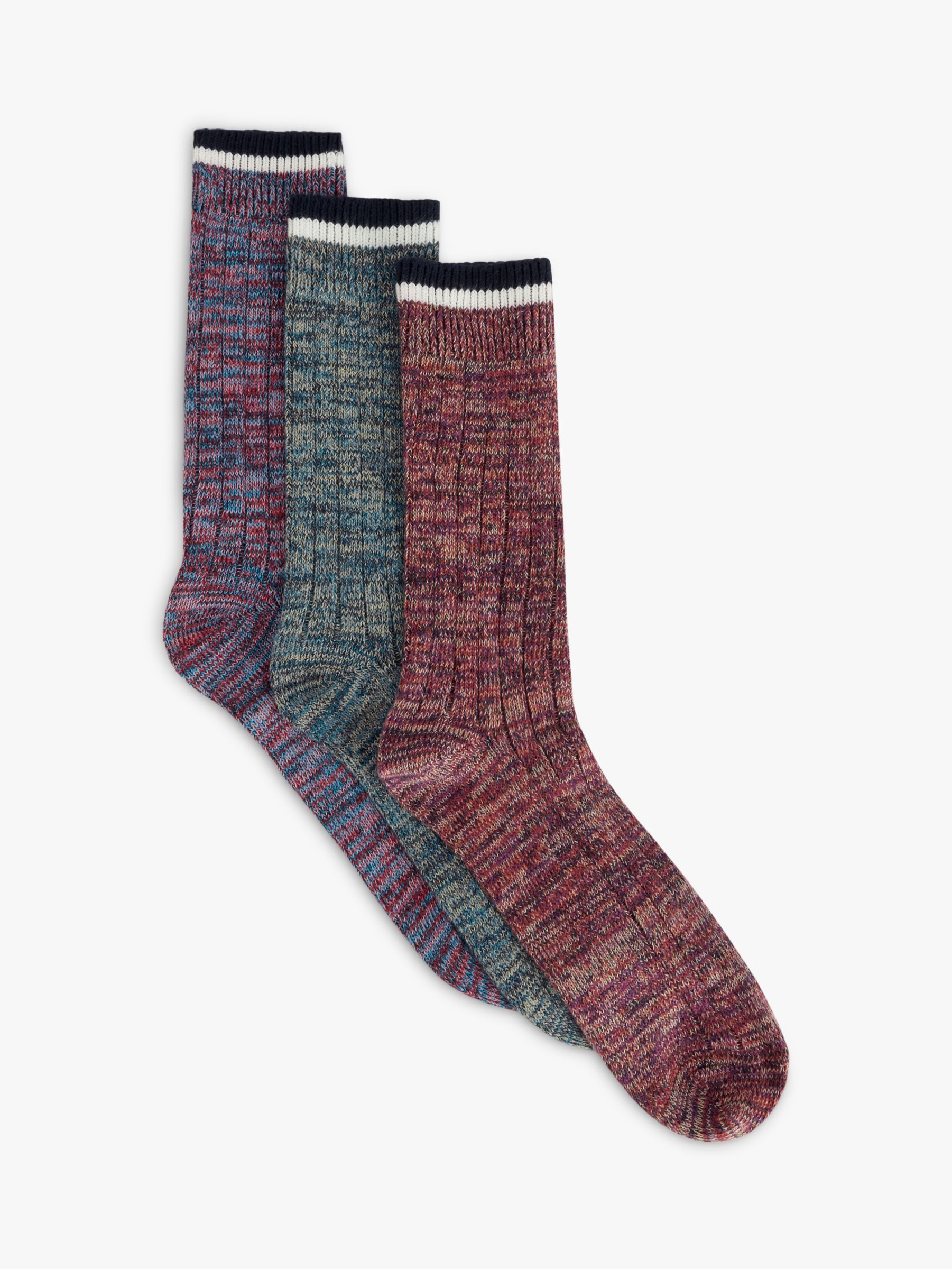 John Lewis Space Dye Cotton Rich Boot Socks, Pack of 3, Multi at John ...