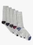 John Lewis Organic Cotton Rich Heel and Toe Men's Socks, Pack of 5, Light Grey