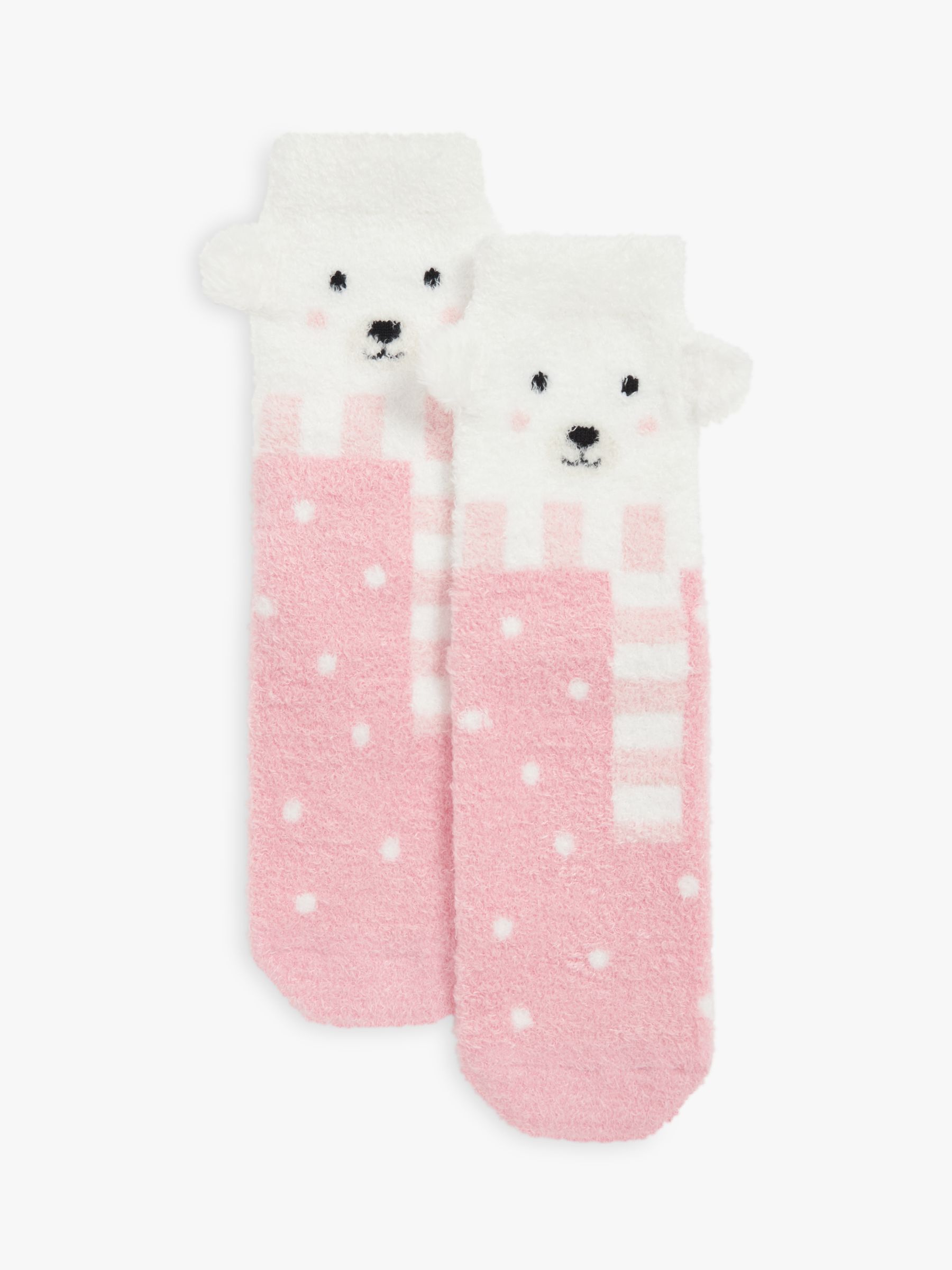John Lewis Kids' Polar Bear Fluffy Socks, Multi, 4-7