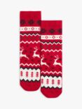 John Lewis Kids' Fair Isle Slipper Socks, Red/Multi