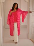 Live Unlimited Curve Metallic Thread Longline Kimono, Pink