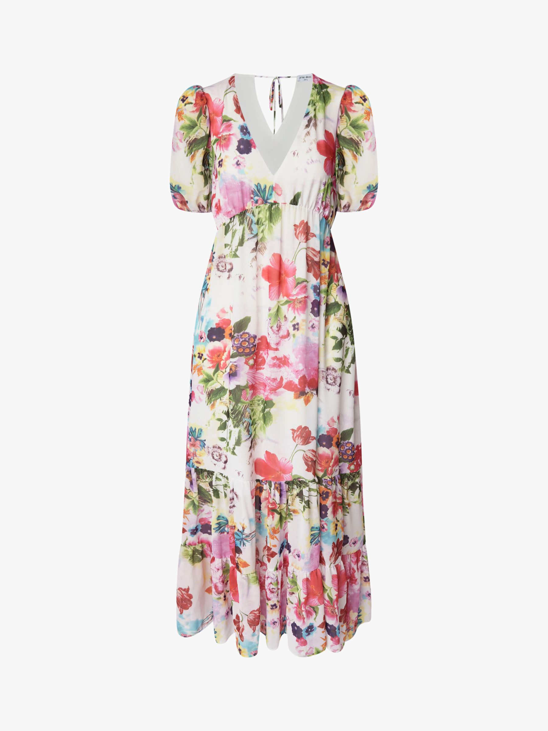 James Lakeland V-Neck Floral Midi Dress, White/Multi