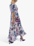 James Lakeland V-Neck Floral Midi Dress, Blue/Multi