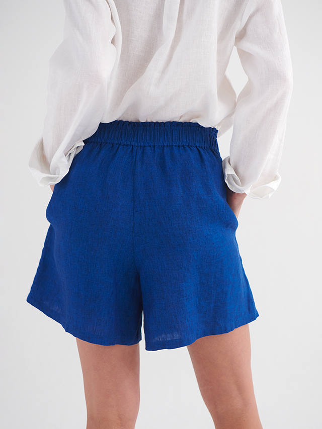 NRBY Poppie Linen Shorts, Indigo Blue