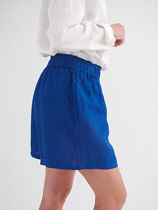 NRBY Poppie Linen Shorts, Indigo Blue