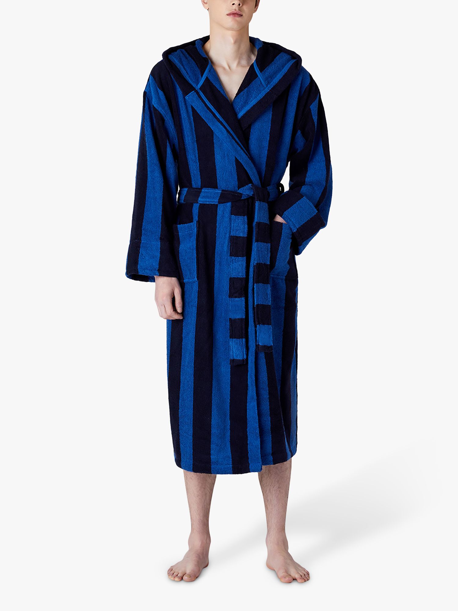 Jasper Conran London Unisex Soft Lightweight Dressing Gown, Navy/True Blue, XS