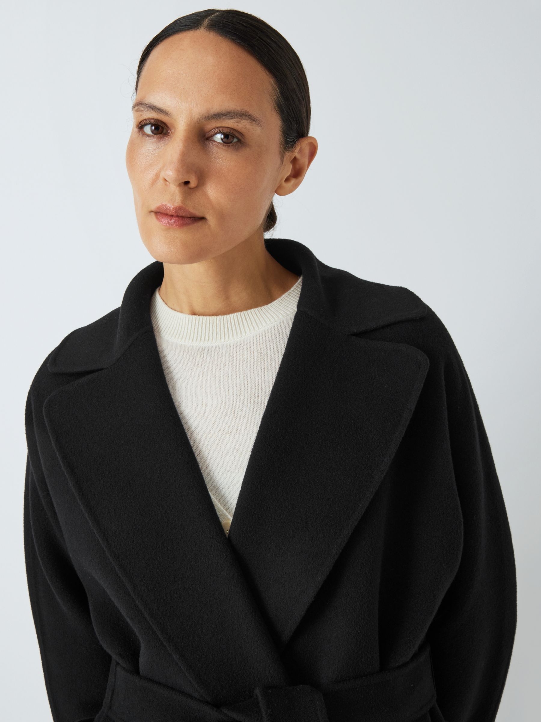 Weekend MaxMara Rovo Wool Belted Coat, Black at John Lewis & Partners