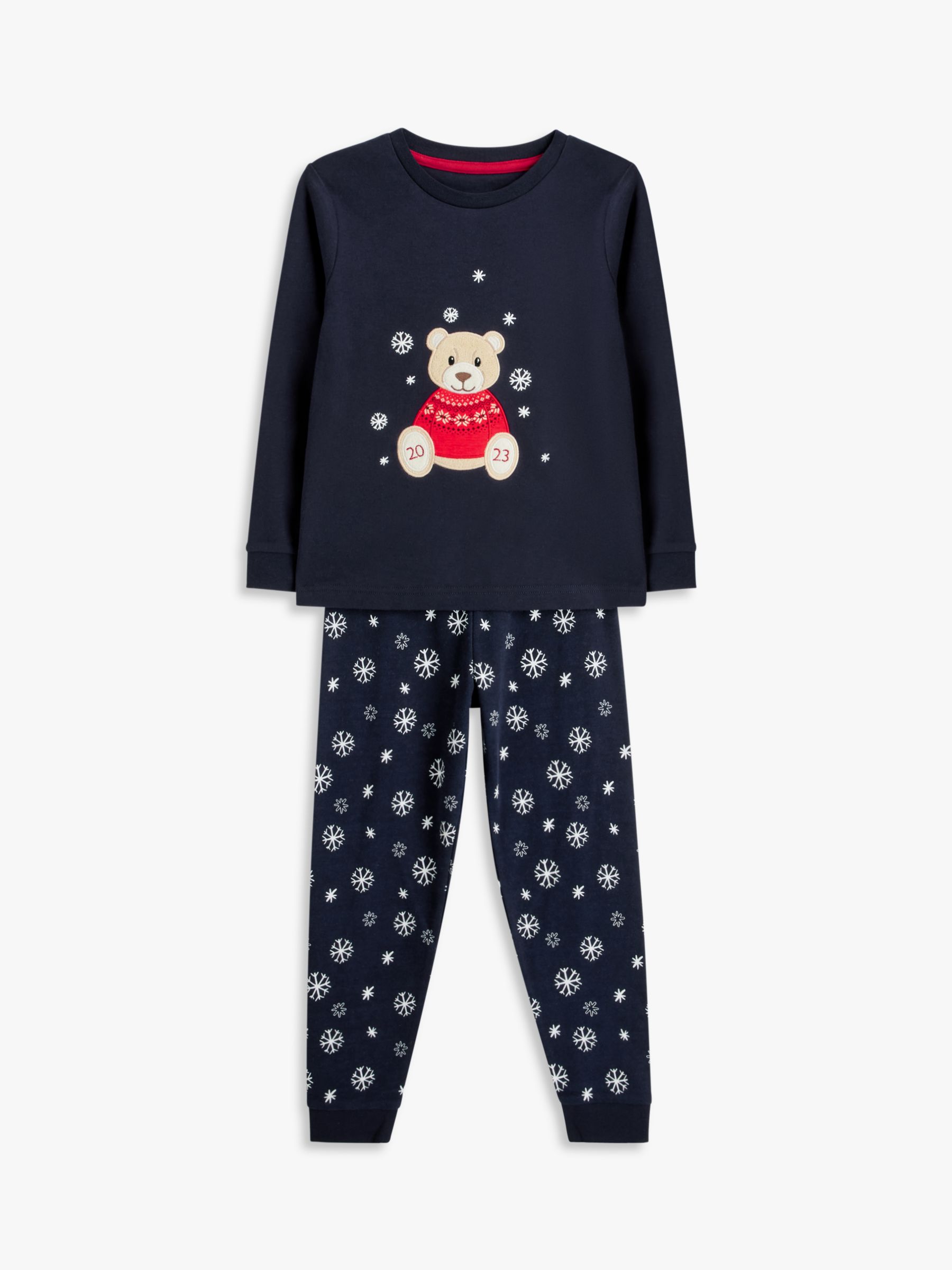 John Lewis Kids' Lewis Bear 2023 Pyjama Set, Navy, 2 years
